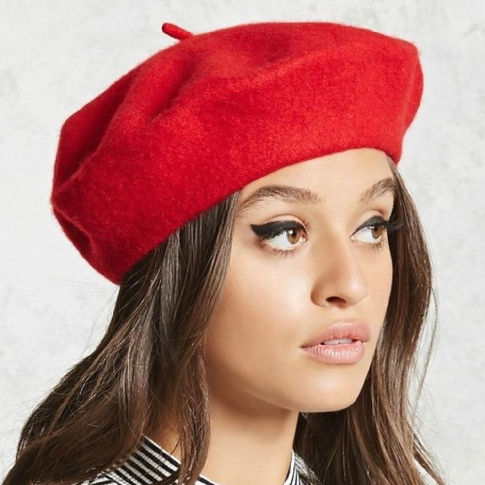 CALL ME LOVELY Gorgeous Red Wool French Beret - Picture 3 of 5